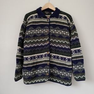 Vintage Blueberry Hill Knit Cardigan Sweater Shetland Wool Size Medium